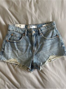 Garage Light Blue Distressed Denim Shorts